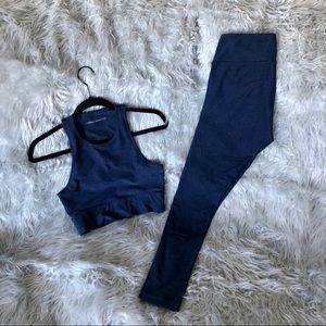 Outdoor Voices Navy Slashback Crop and Legging Set